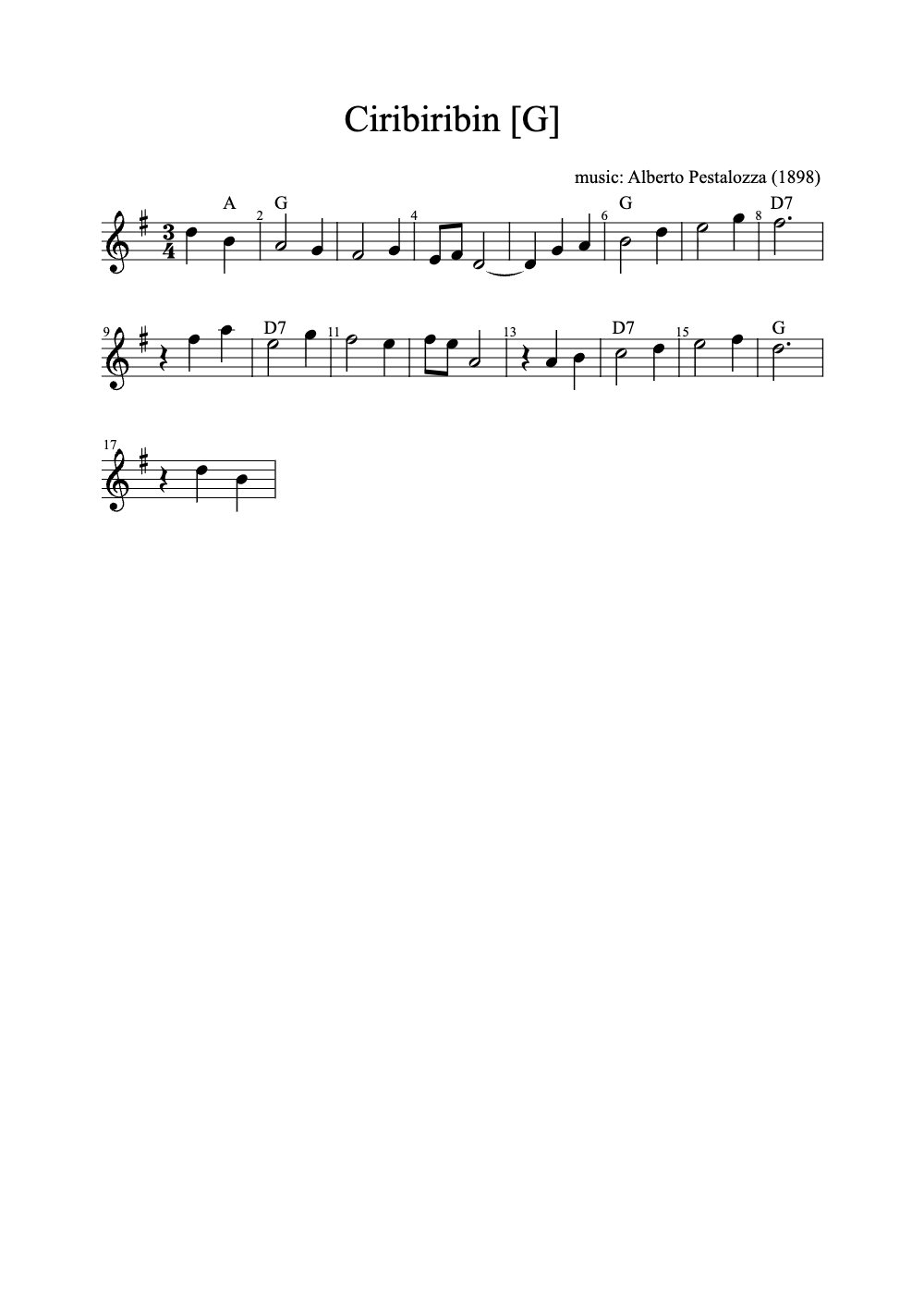 Sheet music preview for Ciribiribin