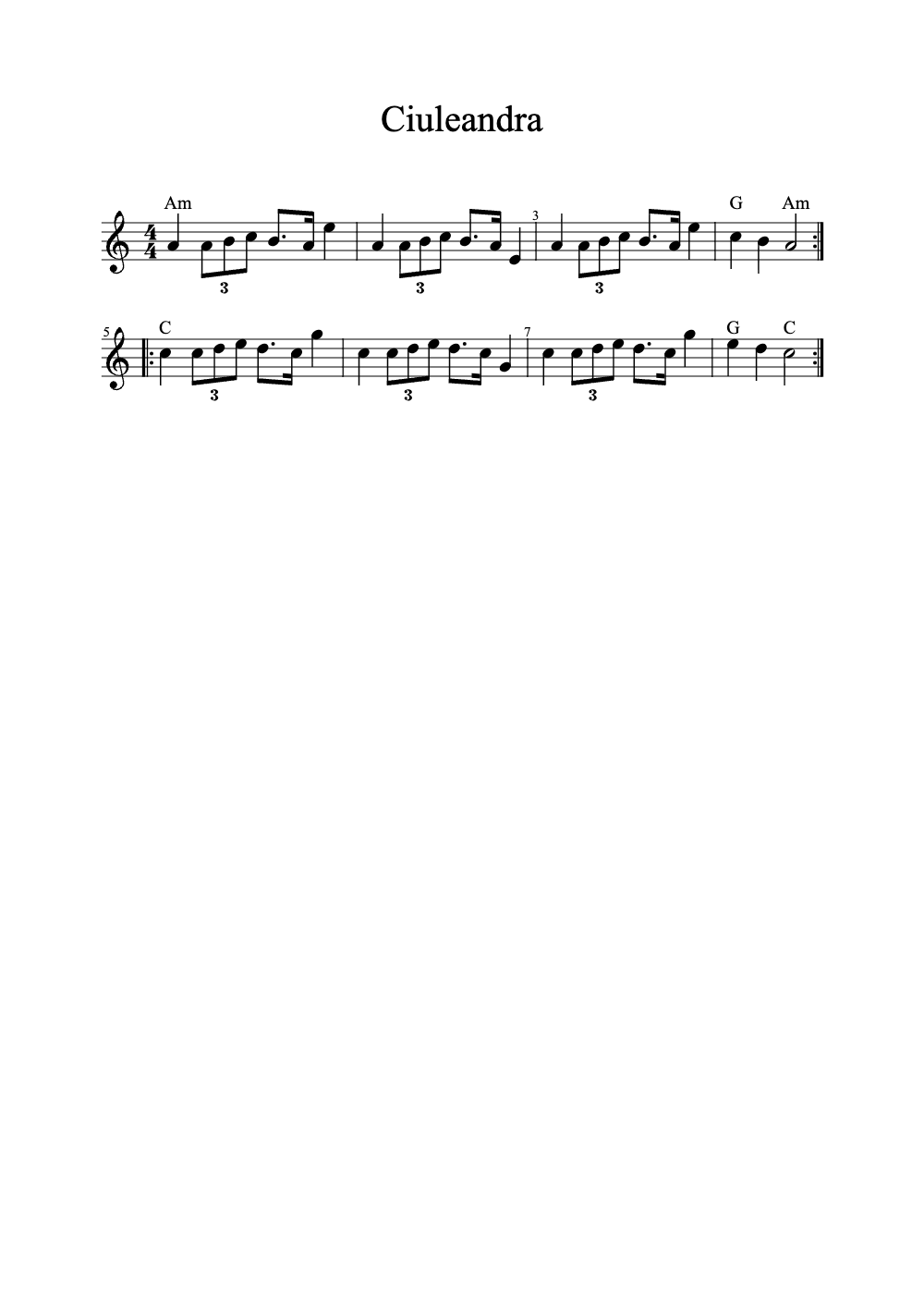 Sheet music preview for Ciuleandra