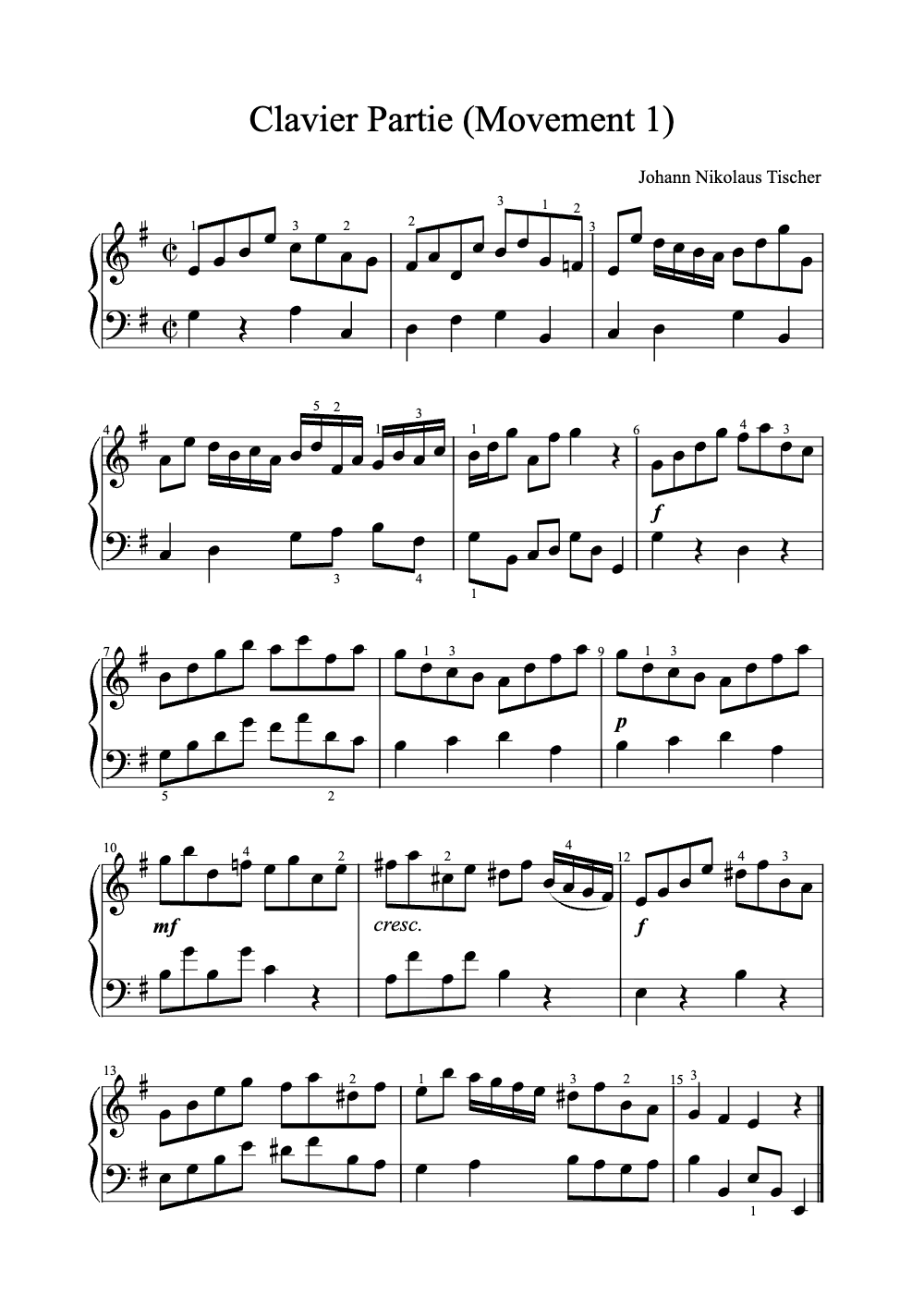 Sheet music preview for Clavier Partie (Movement 1)