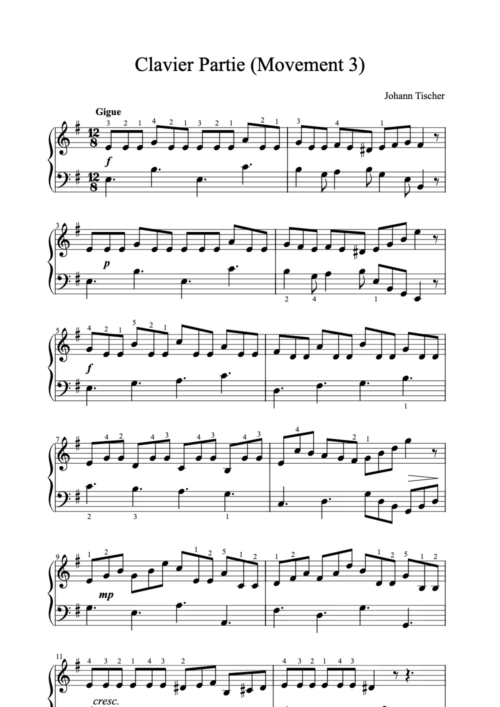 Sheet music preview for Clavier Partie (Movement 3)