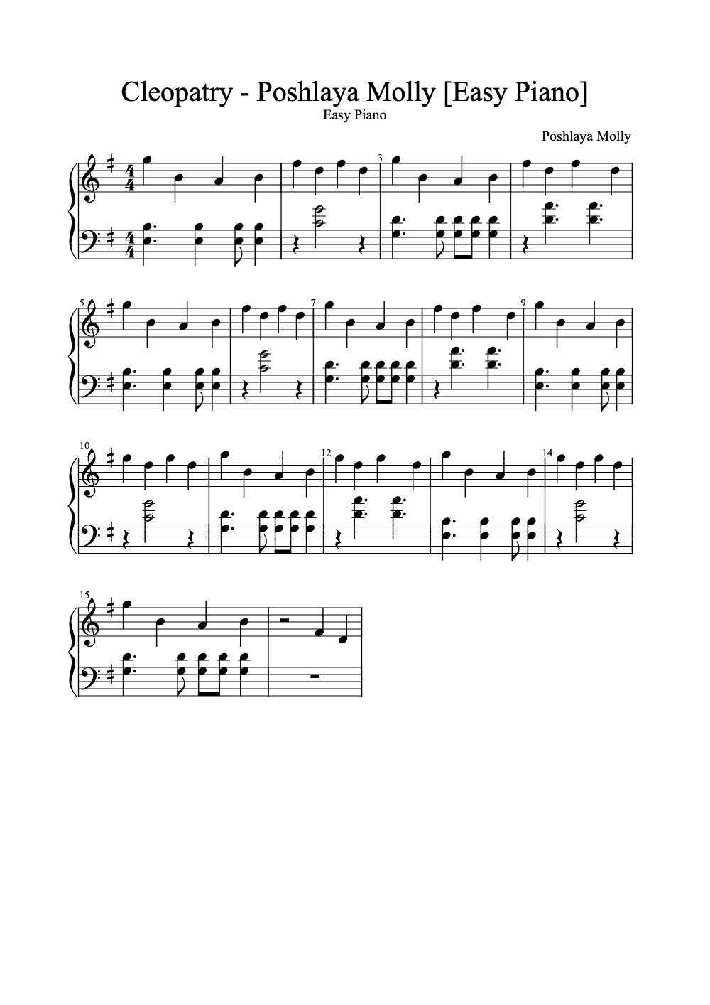 Sheet music preview for Cleopatry