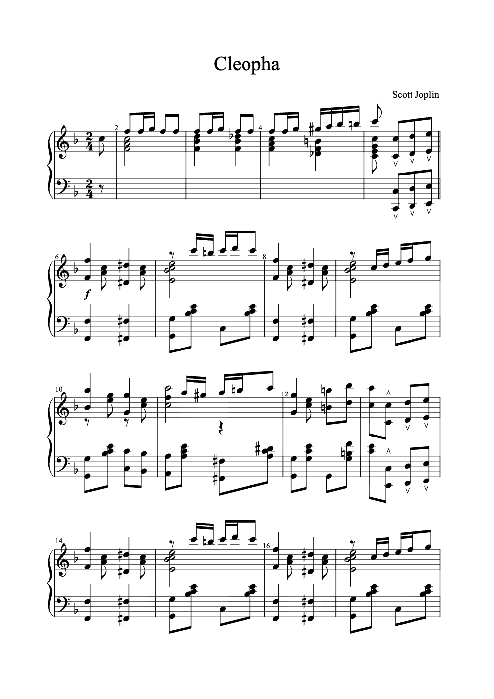 Sheet music preview for Cleopha