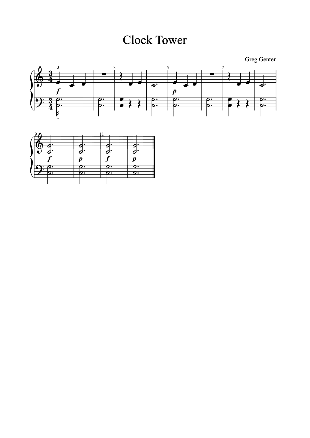 Sheet music preview for Clock Tower