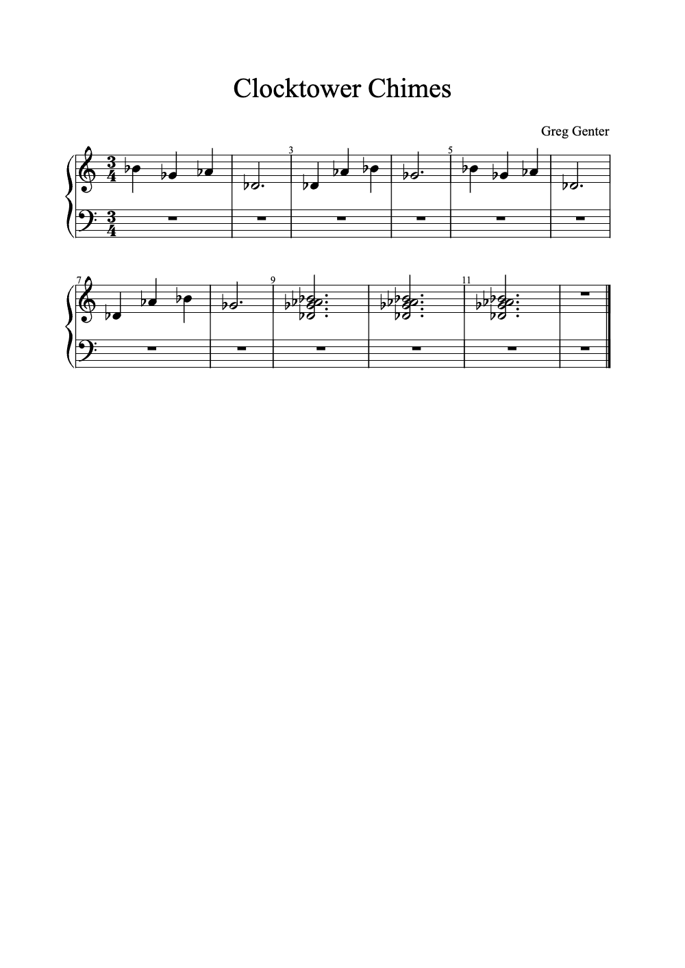 Sheet music preview for Clocktower Chimes