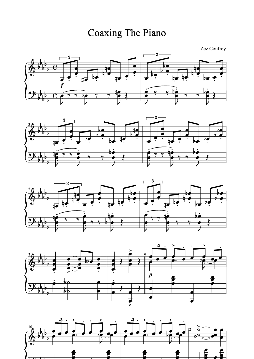 Sheet music preview for Coaxing the Piano