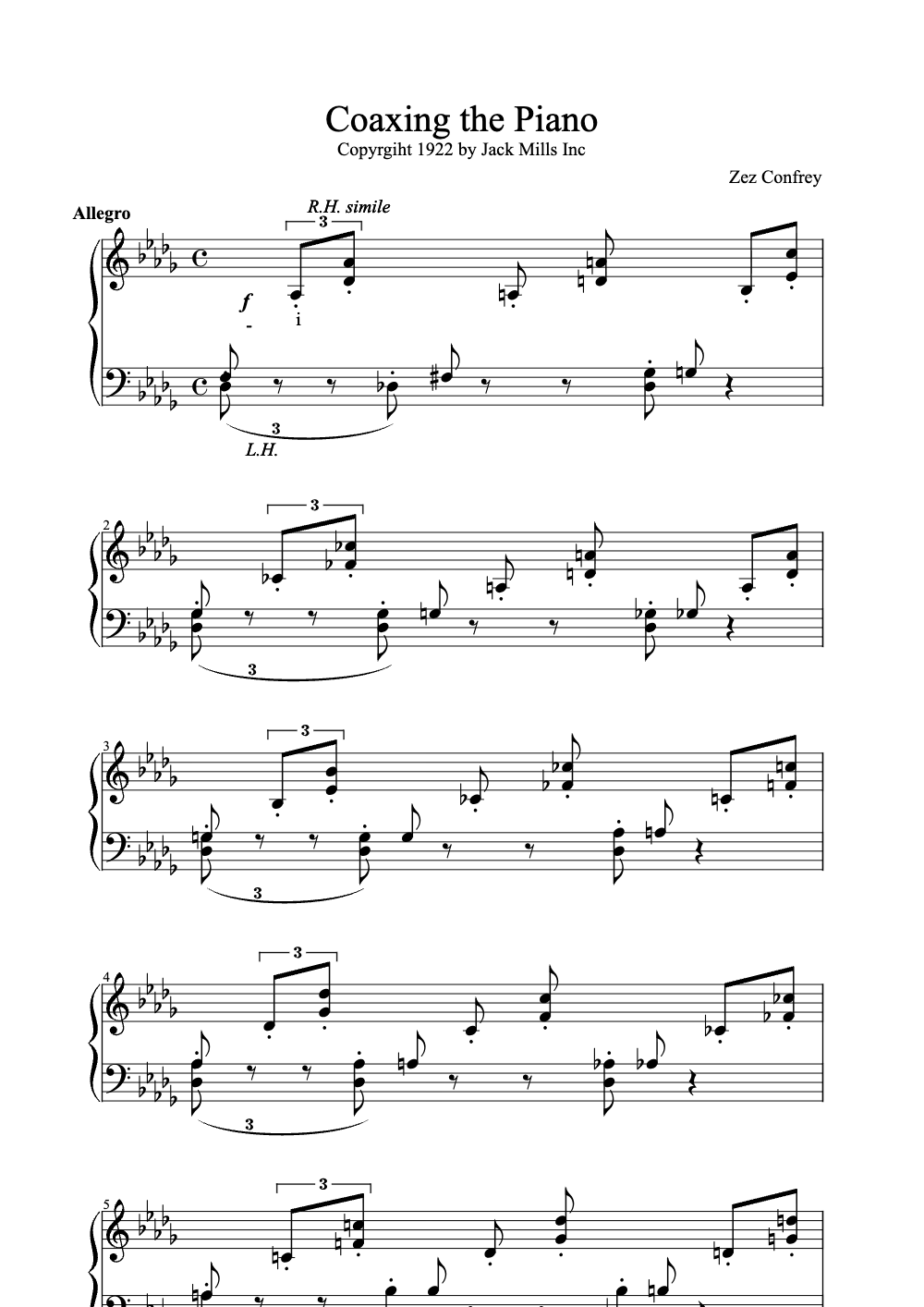Sheet music preview for Coaxing the Piano