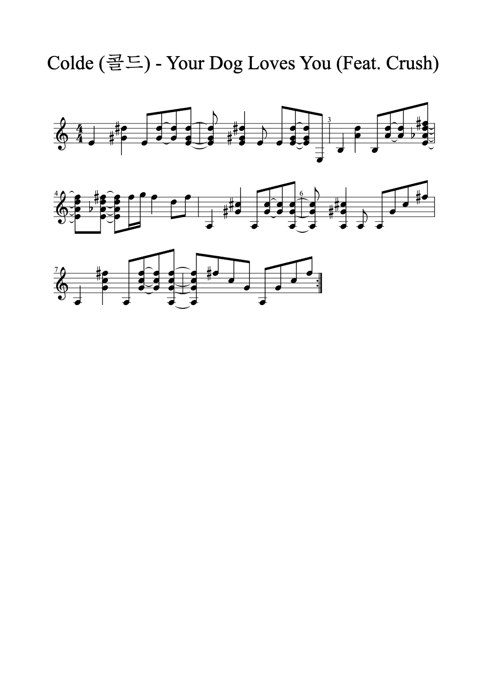Sheet music preview for Your Dog Loves You