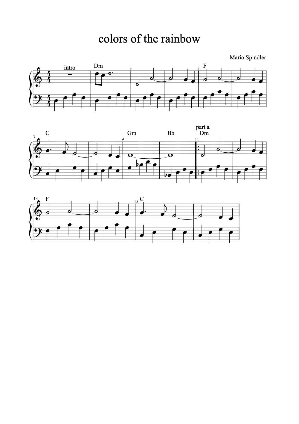 Sheet music preview for Colors of the Rainbow