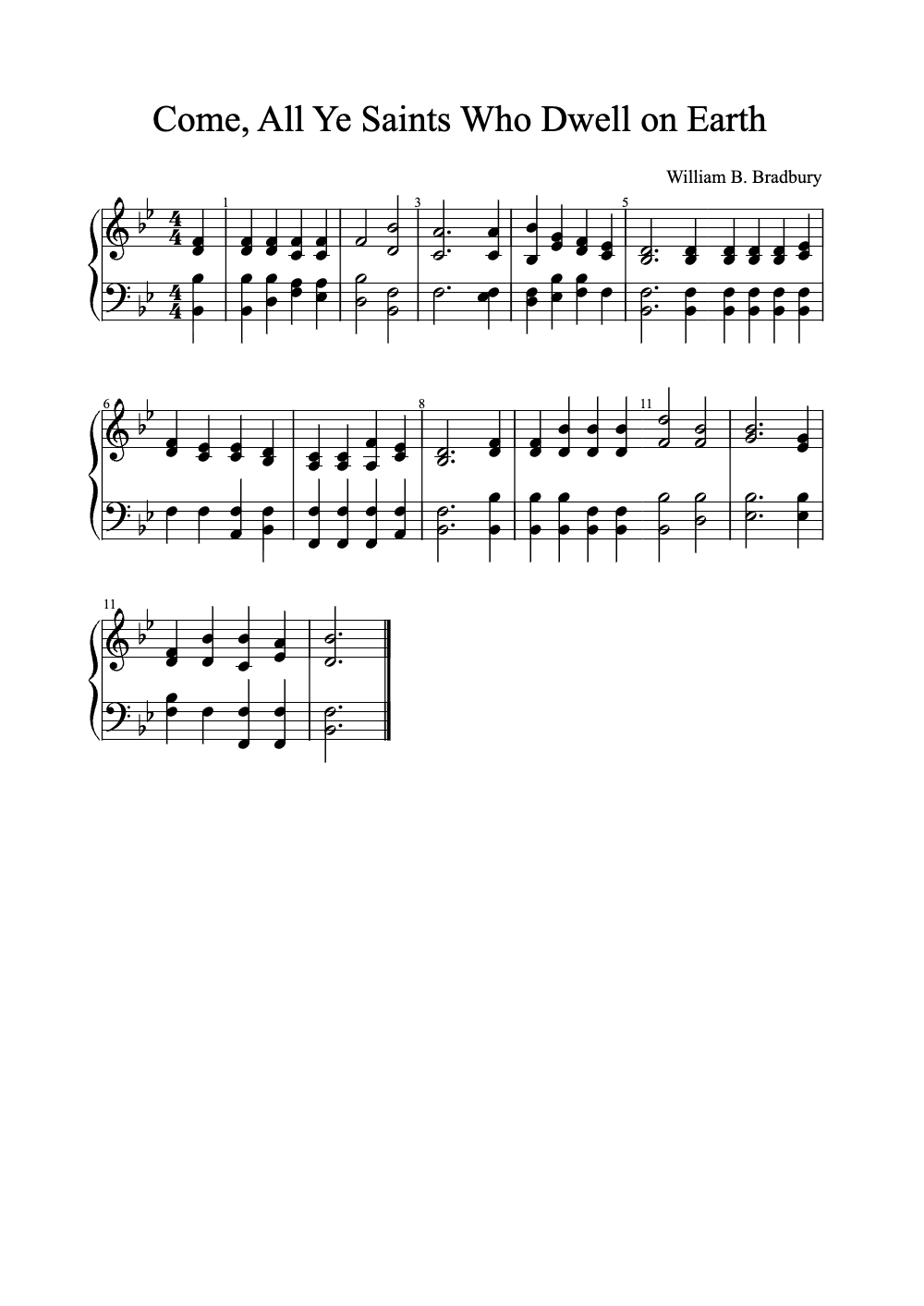 Sheet music preview for Come, All Ye Saints Who Dwell on Earth