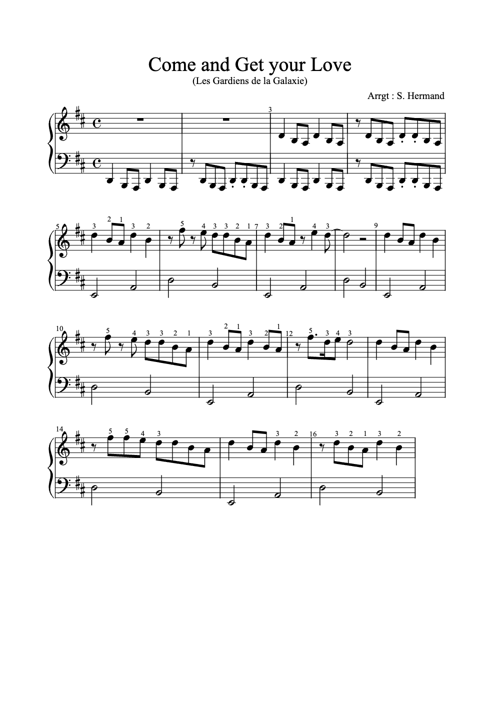 Sheet music preview for Come and Get Your Love