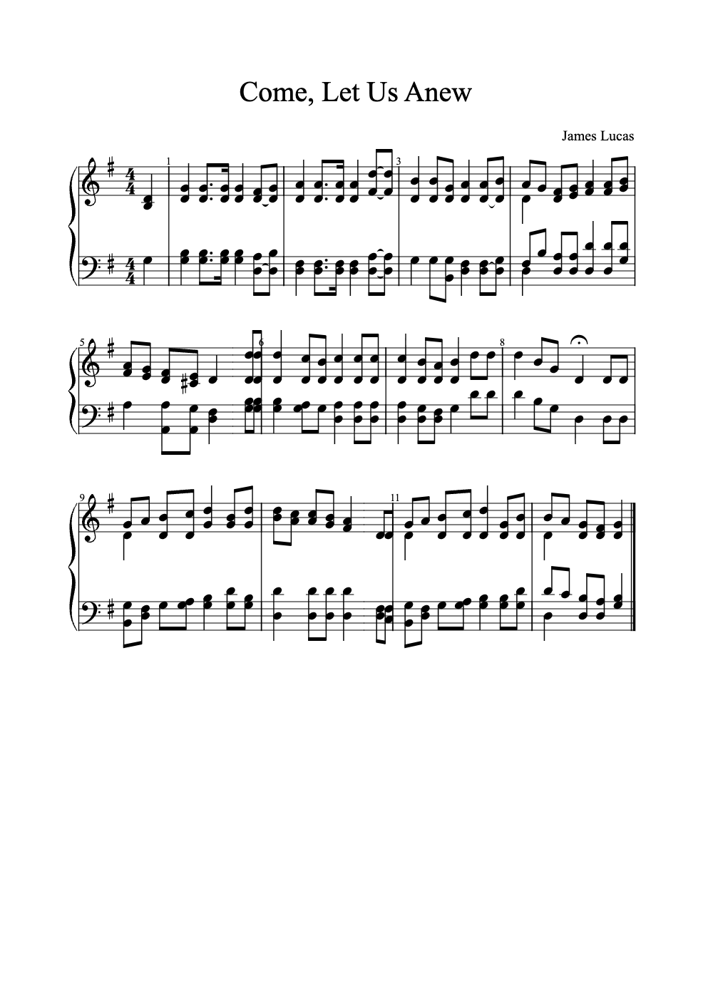 Sheet music preview for Come, Let Us Anew