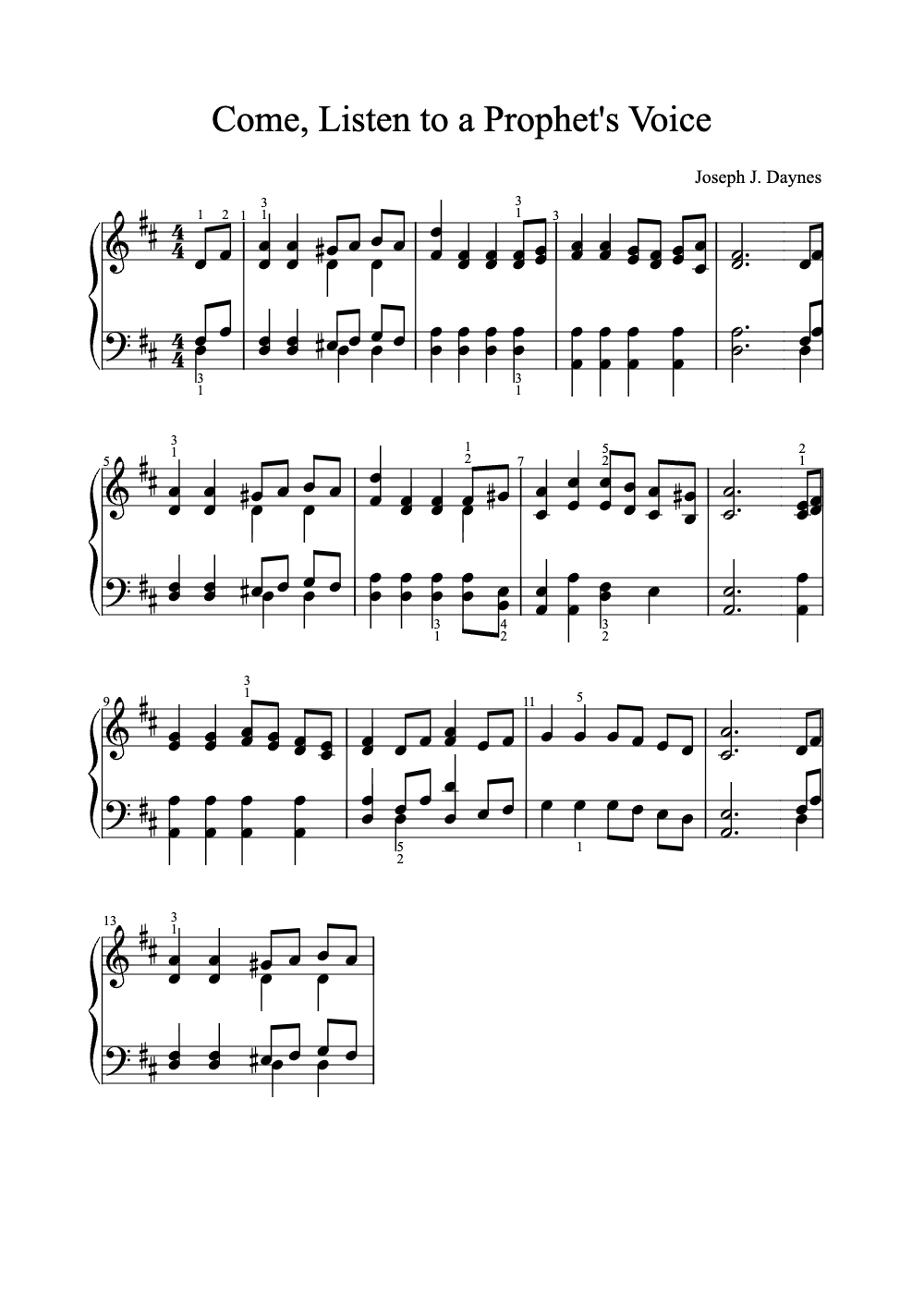 Sheet music preview for Come, Listen to a Prophet's Voice
