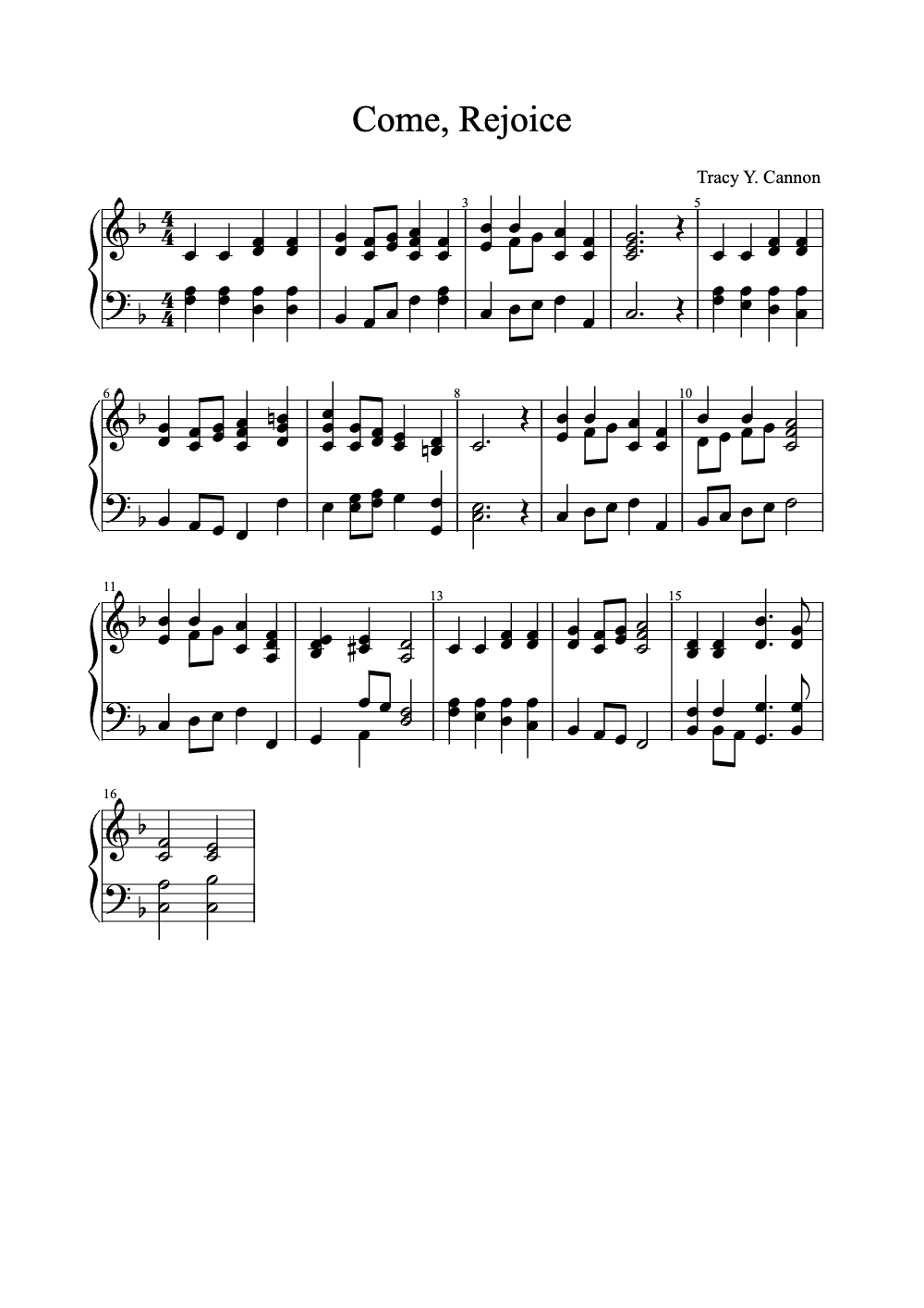 Sheet music preview for Come, Rejoice