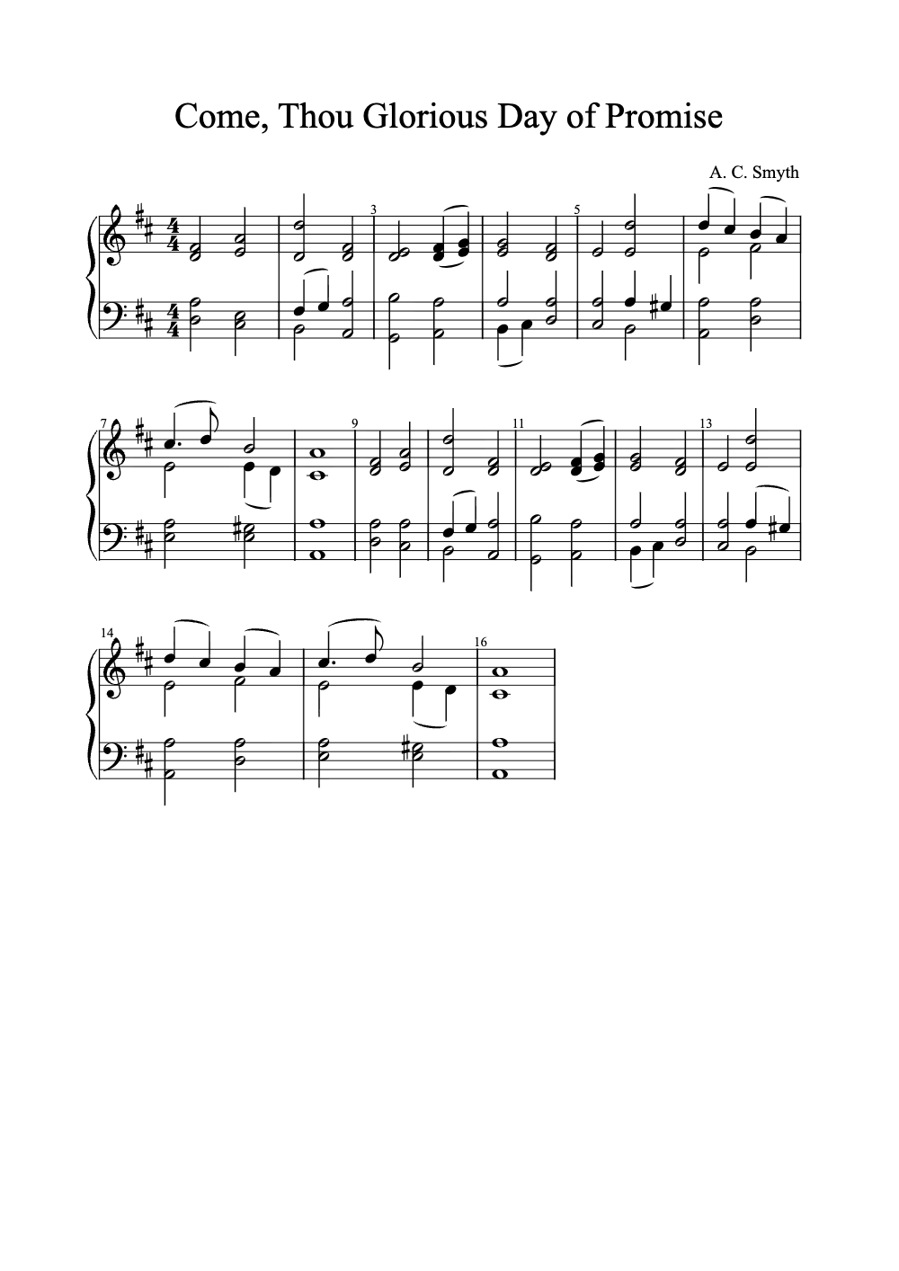 Sheet music preview for Come, Thou Glorious Day of Promise