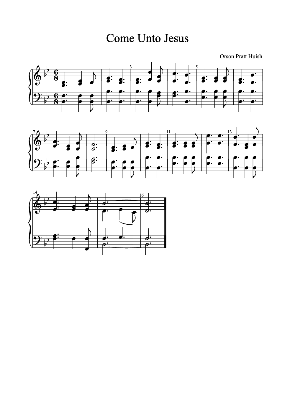 Sheet music preview for Come Unto Jesus