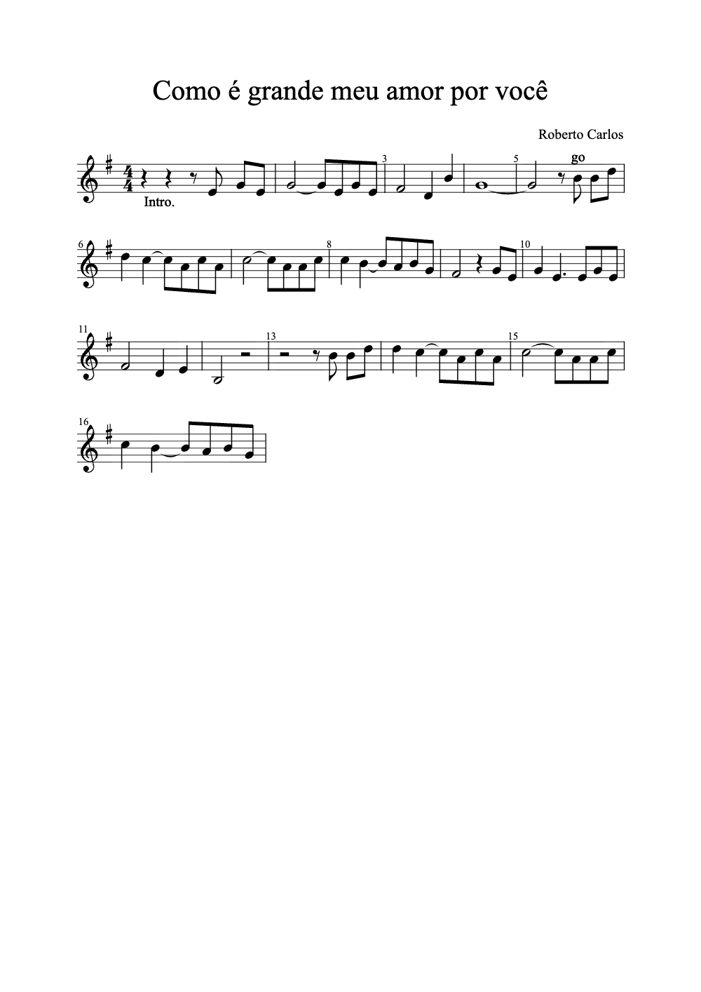Sheet music preview for Como É Grande Meu Amor Por Você