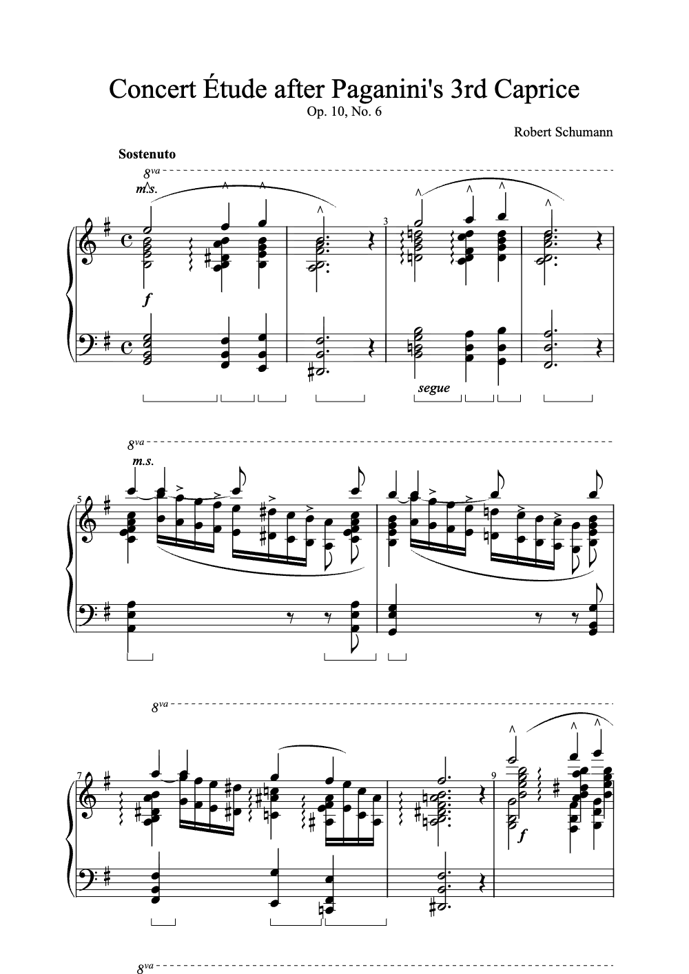 Sheet music preview for Concert Étude After Paganini's 3rd Caprice