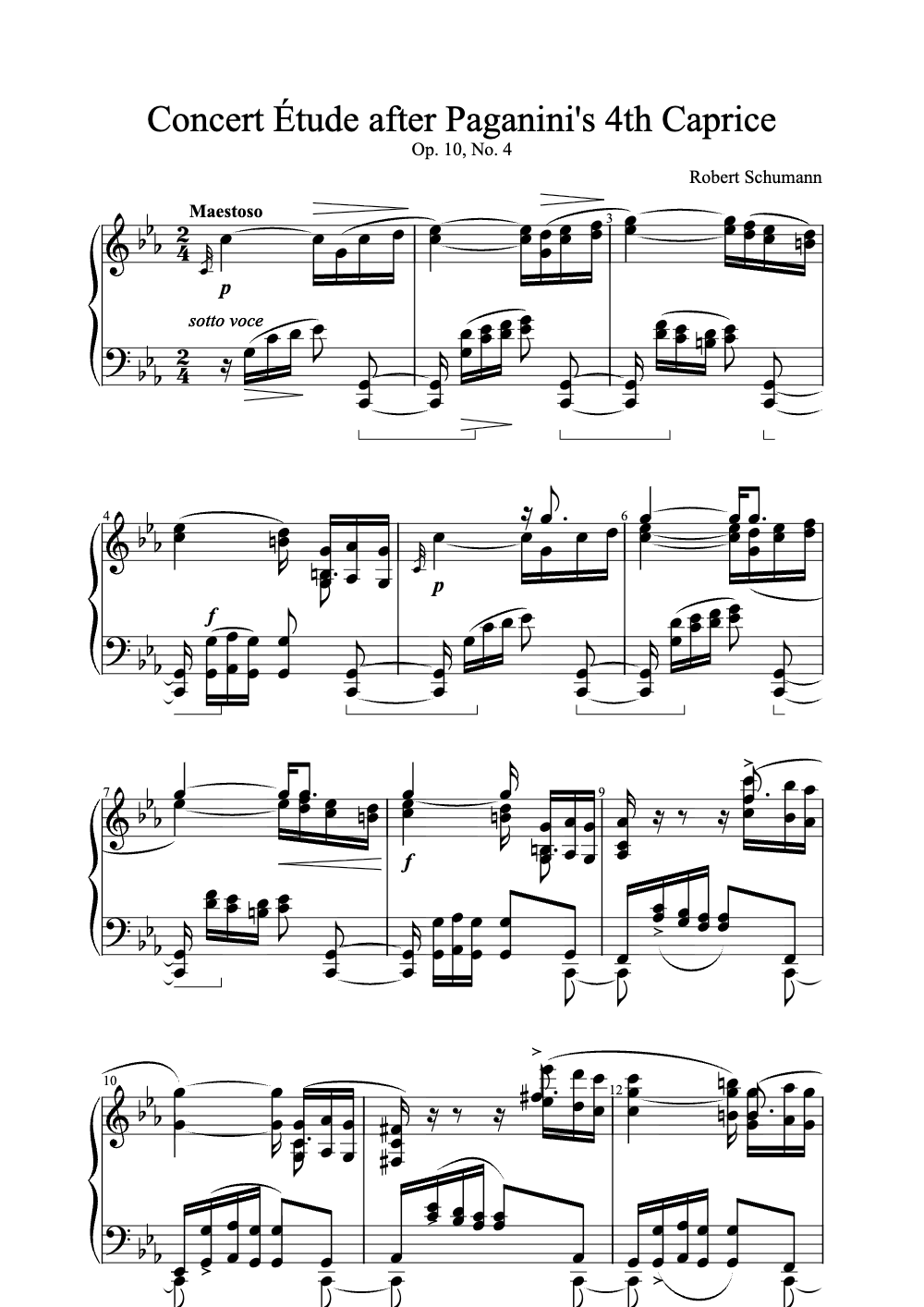 Sheet music preview for Concert Étude After Paganini's 4th Caprice