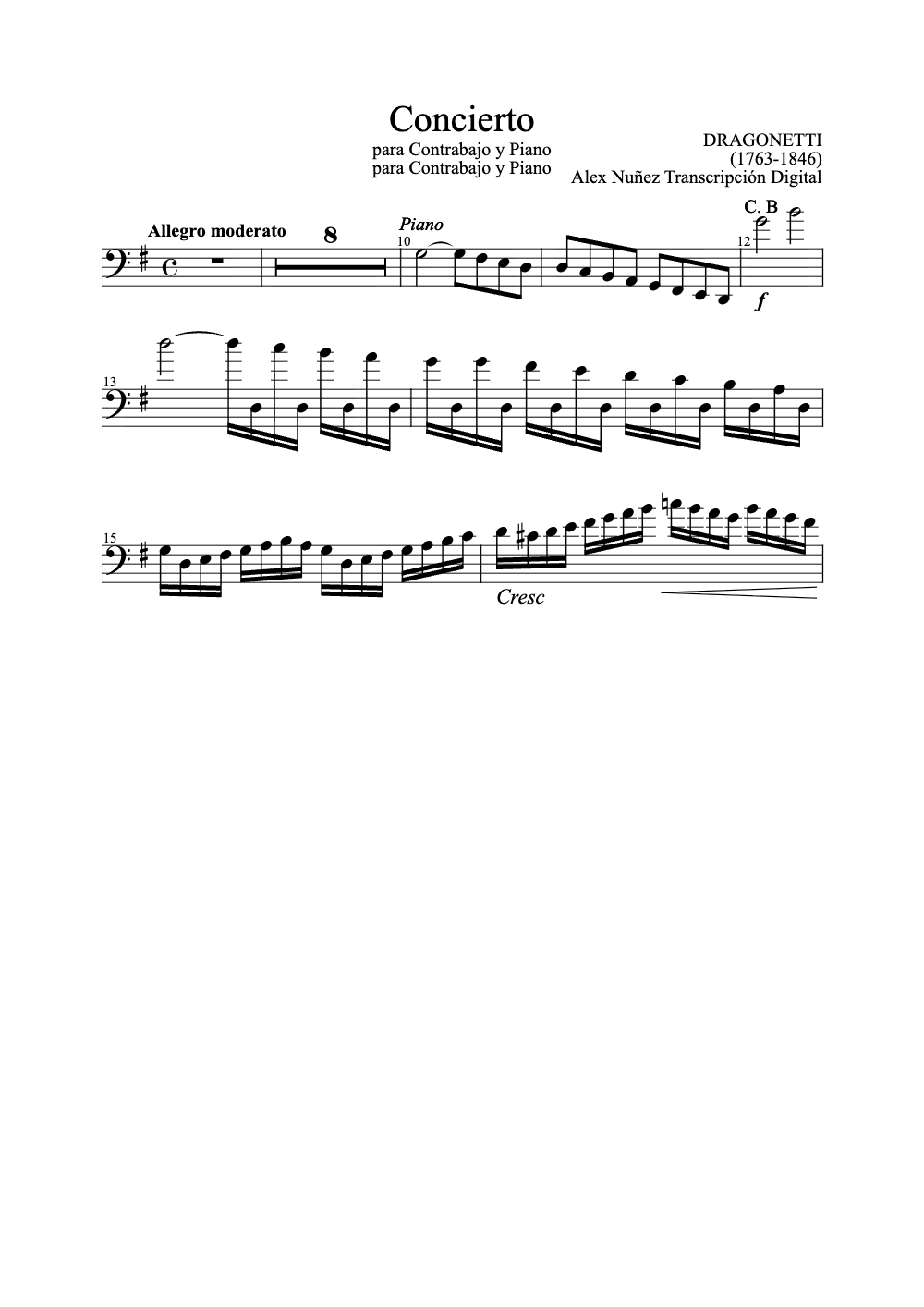 Sheet music preview for Concierto