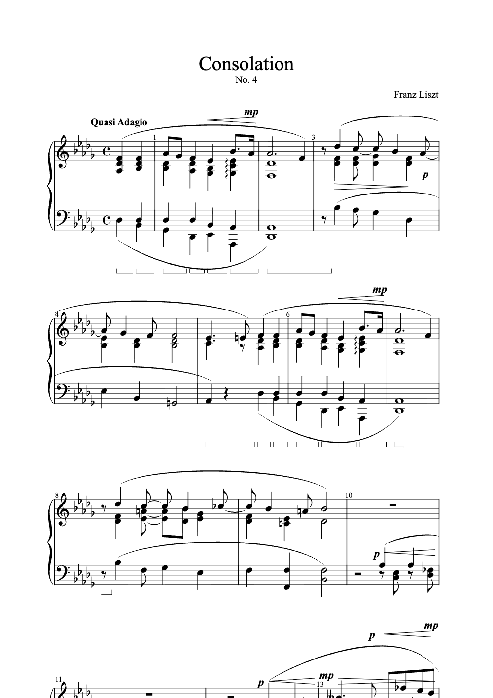 Sheet music preview for Consolation
