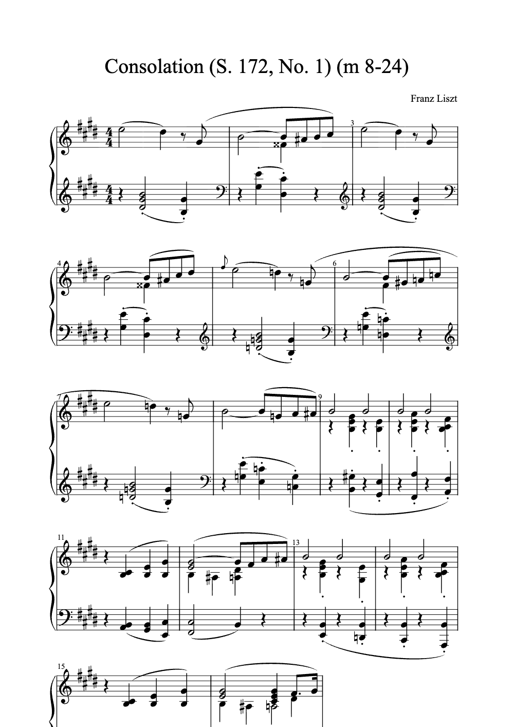 Sheet music preview for Consolation