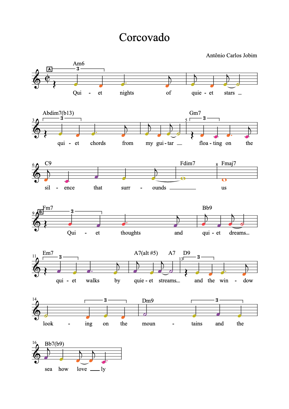 Sheet music preview for Corcovado