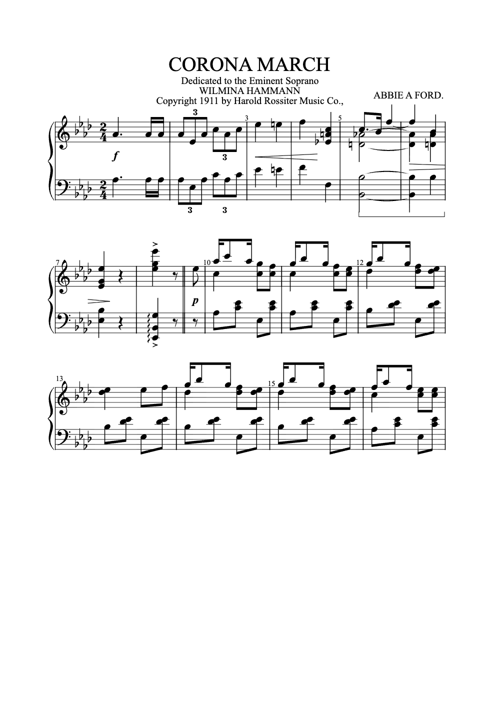 Sheet music preview for Corona March