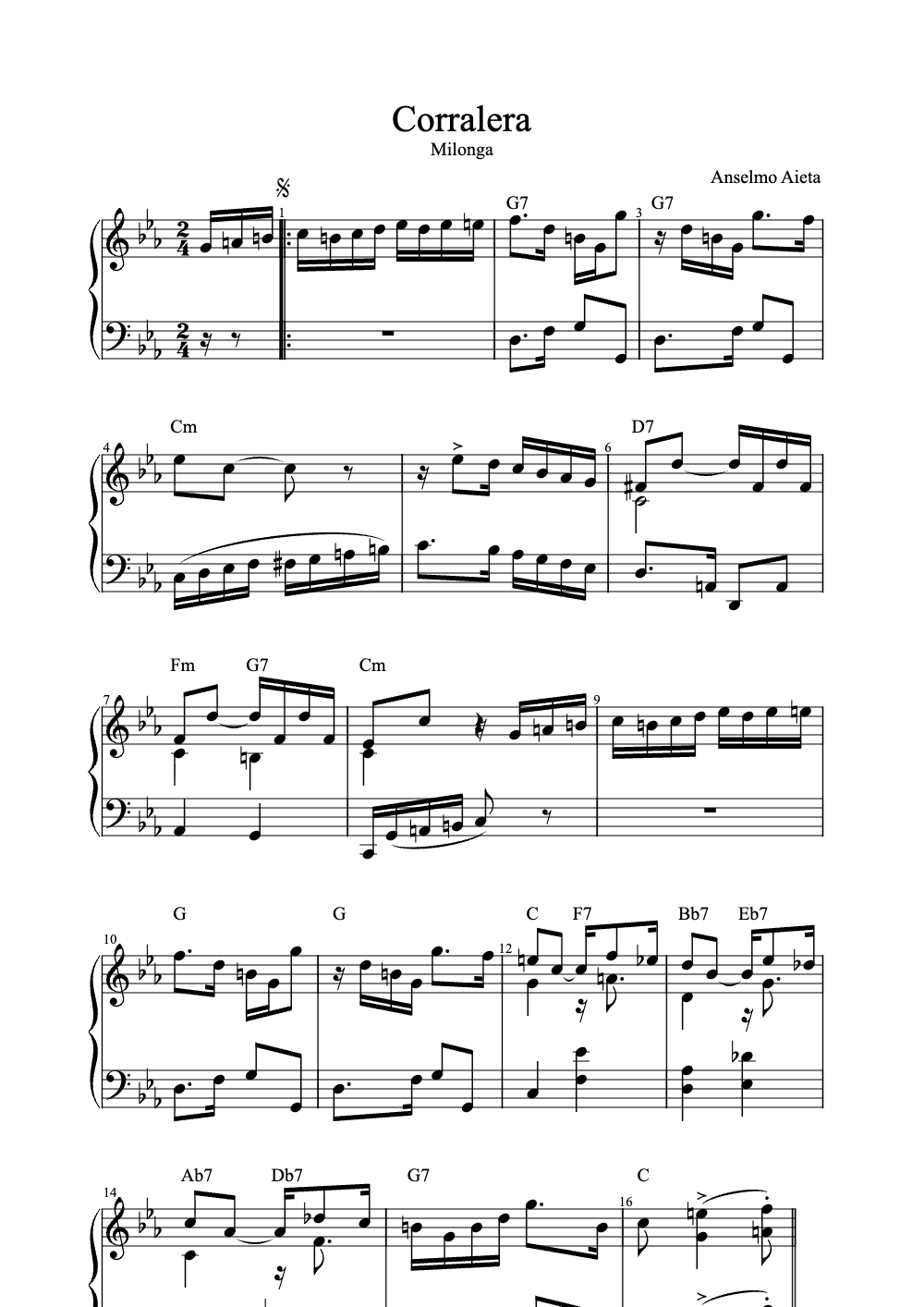 Sheet music preview for Corralera