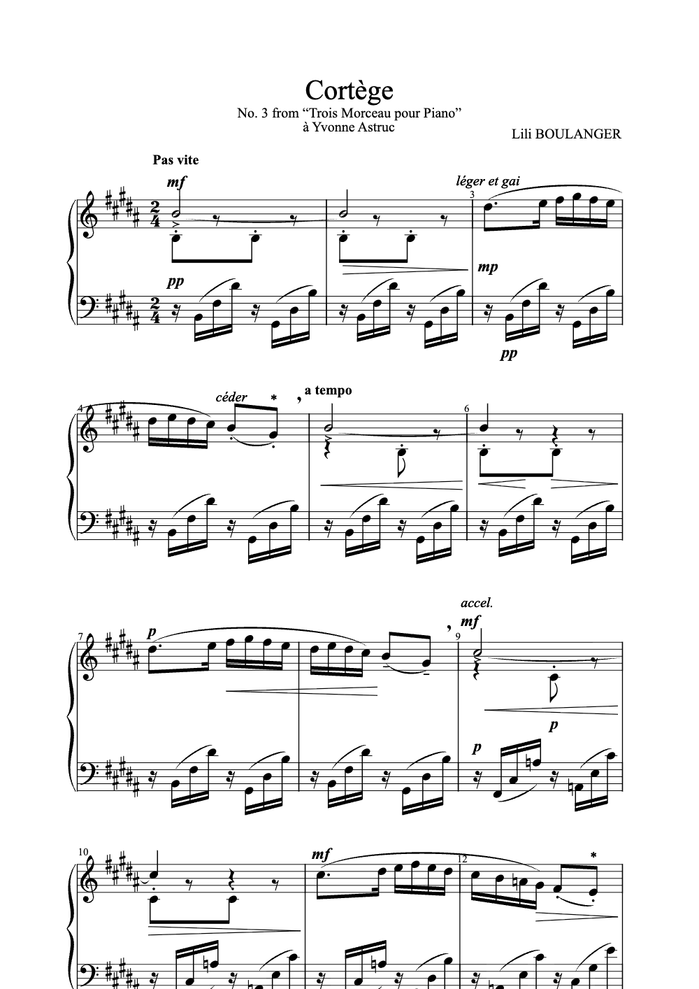 Sheet music preview for Cortège