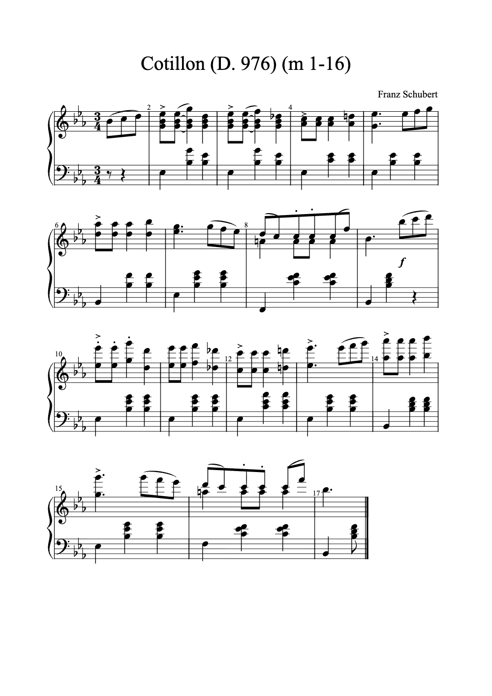 Sheet music preview for Cotillon (D. 976)