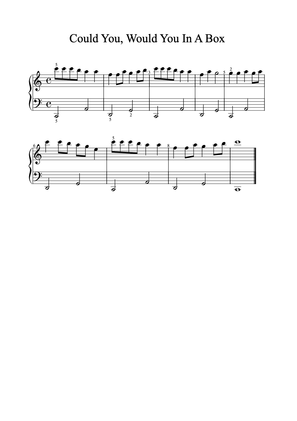 Sheet music preview for Could You, Would You in a Box