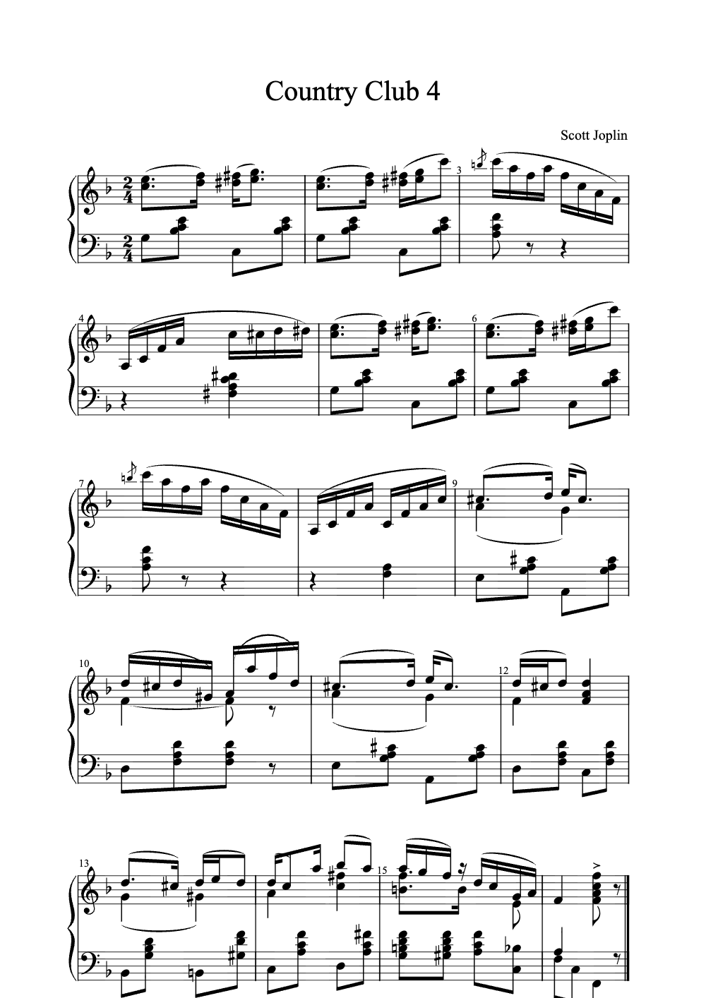 Sheet music preview for Country Club