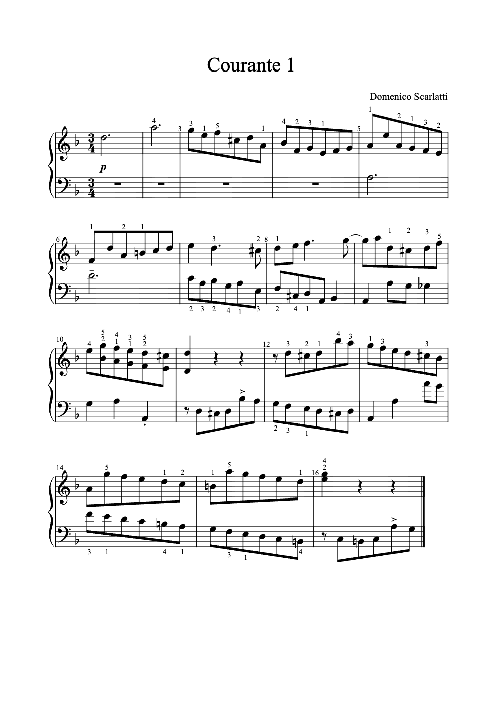 Sheet music preview for Courante 1