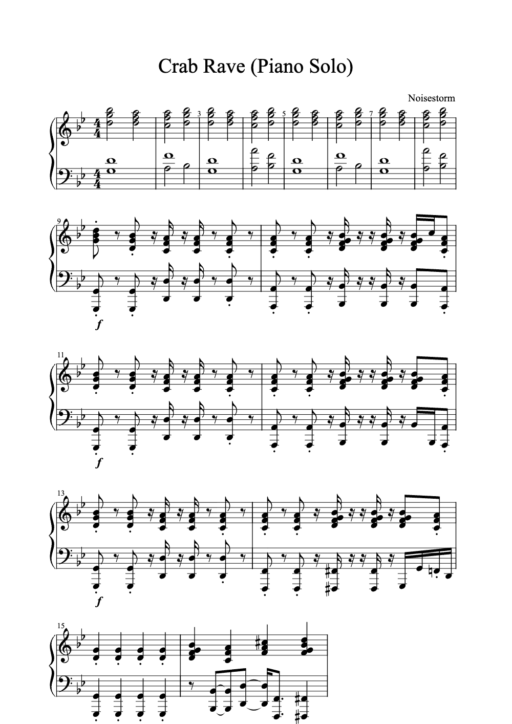 Sheet music preview for Crab Rave