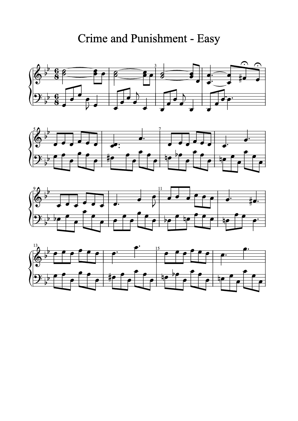 Sheet music preview for Crime and Punishment
