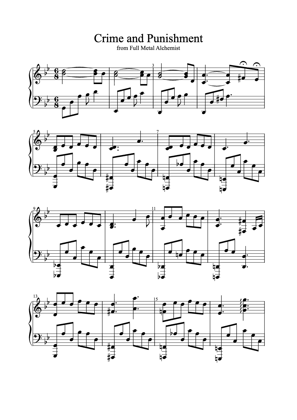 Sheet music preview for Crime and Punishment