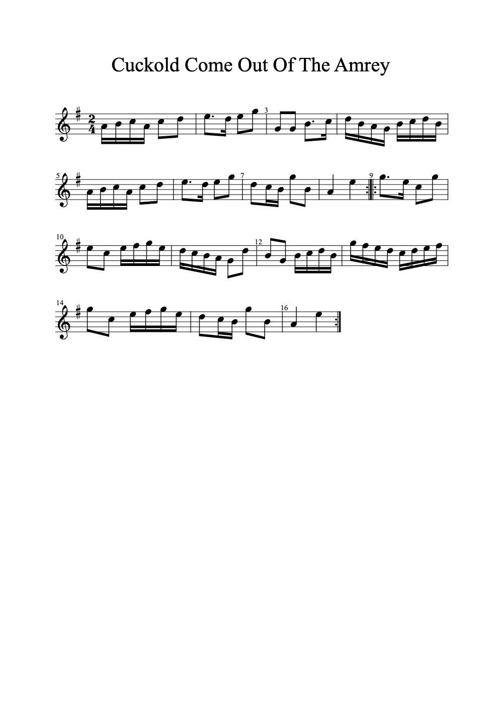 Sheet music preview for Cuckold Come Out of the Amrey