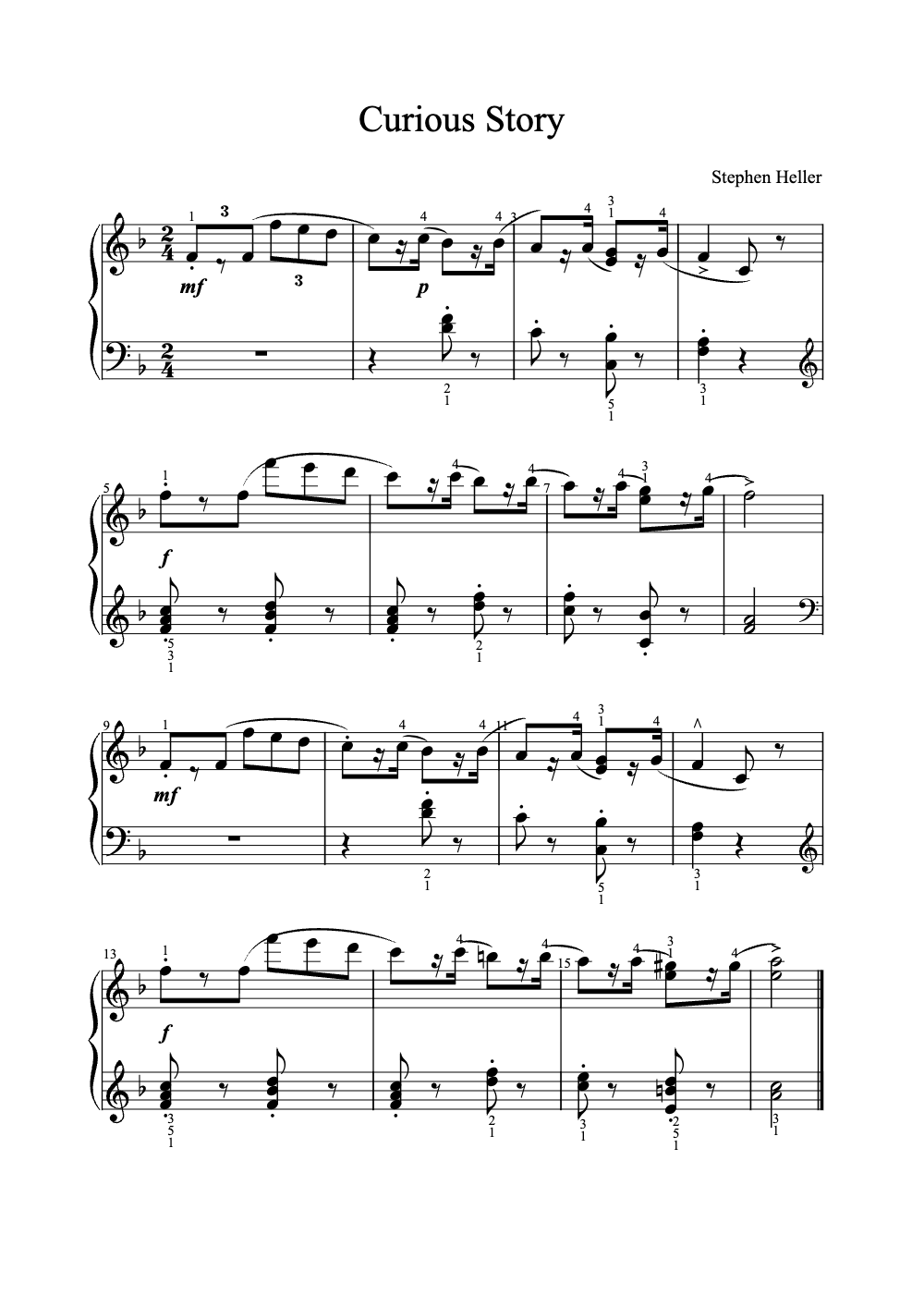 Sheet music preview for Curious Story