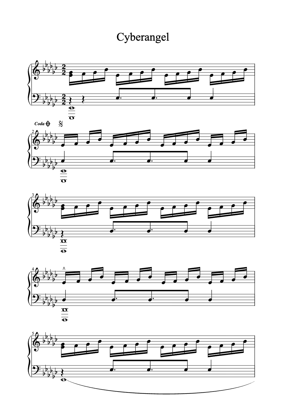 Sheet music preview for Cyberangel