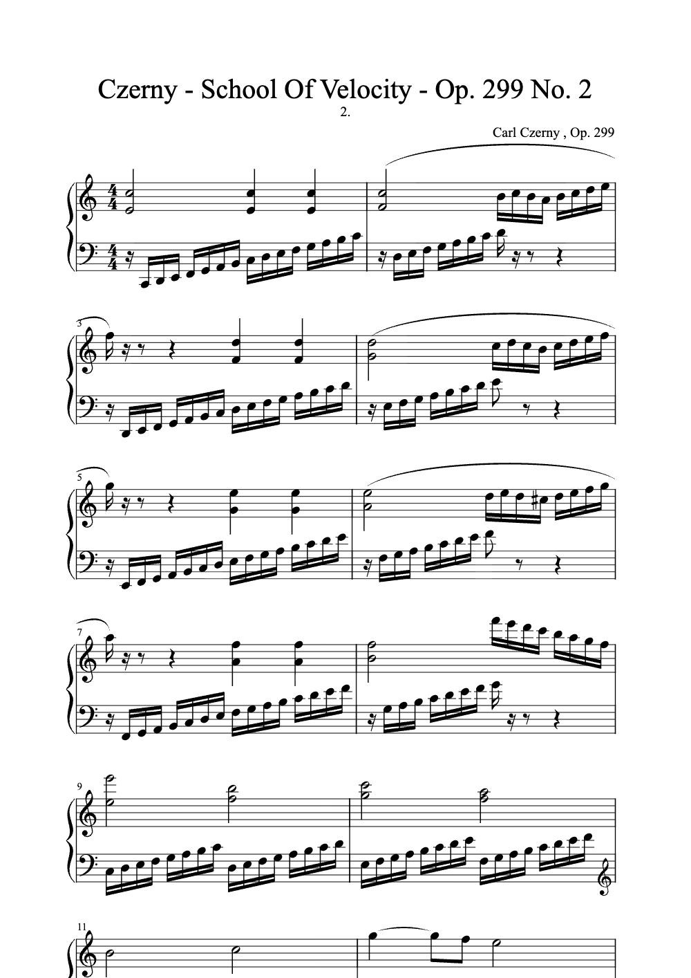 Sheet music preview for School of Velocity, Op. 299 No. 2