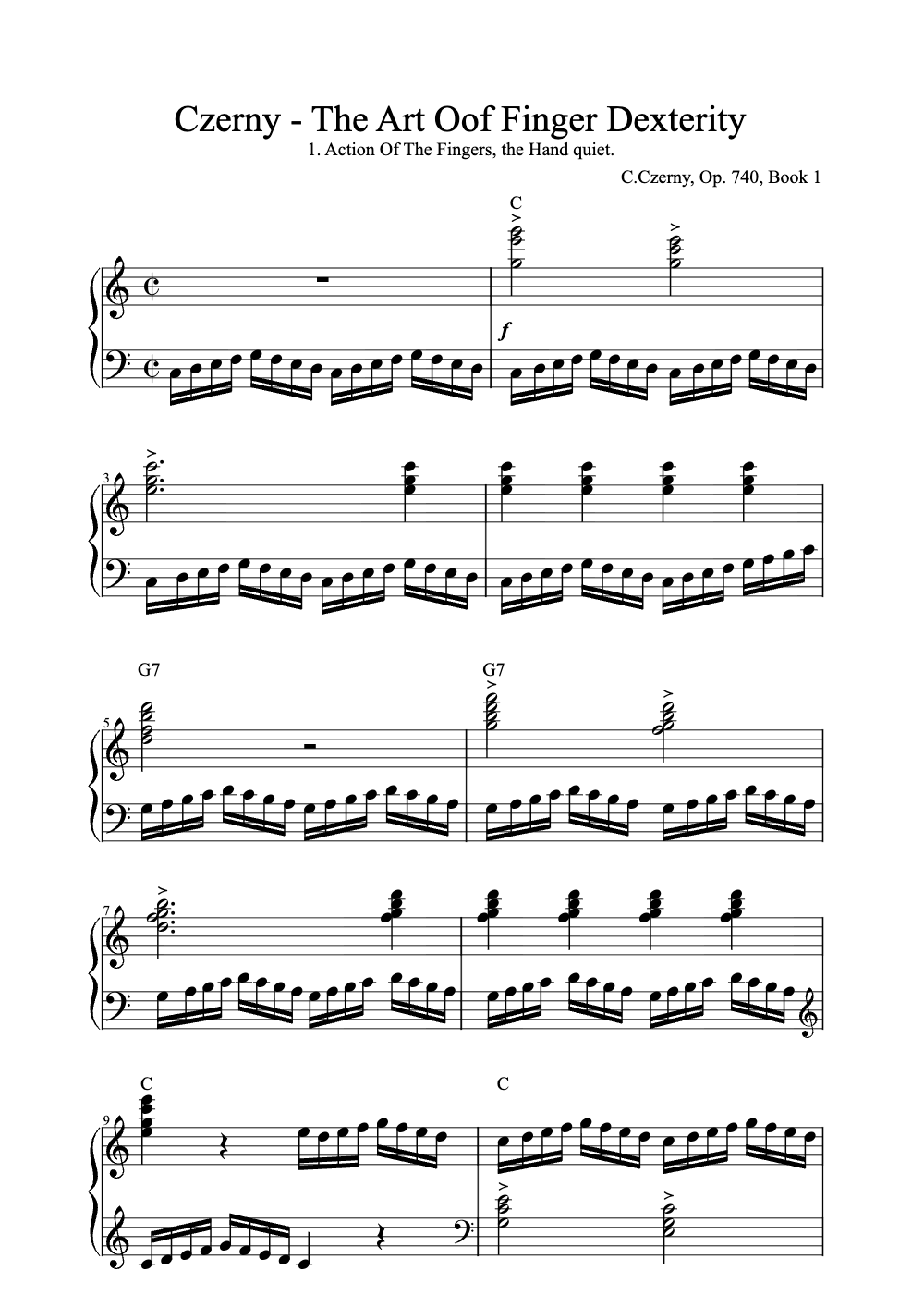 Sheet music preview for The Art of Finger Dexterity