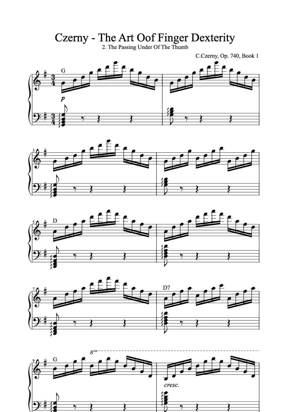 Sheet music preview for The Art of Finger Dexterity