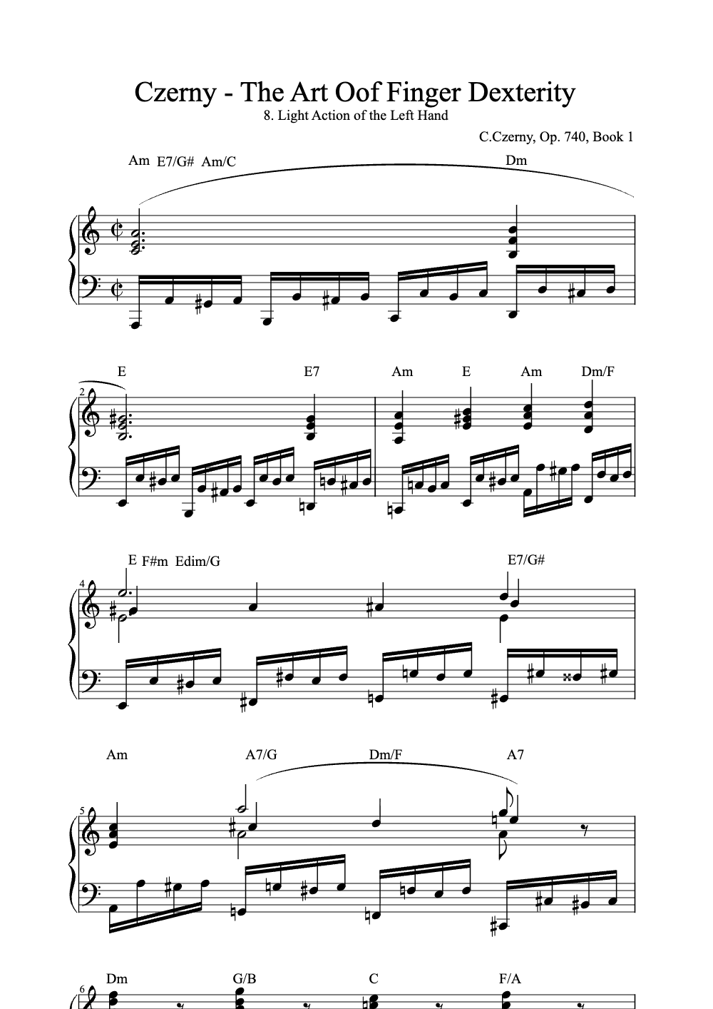 Sheet music preview for The Art of Finger Dexterity