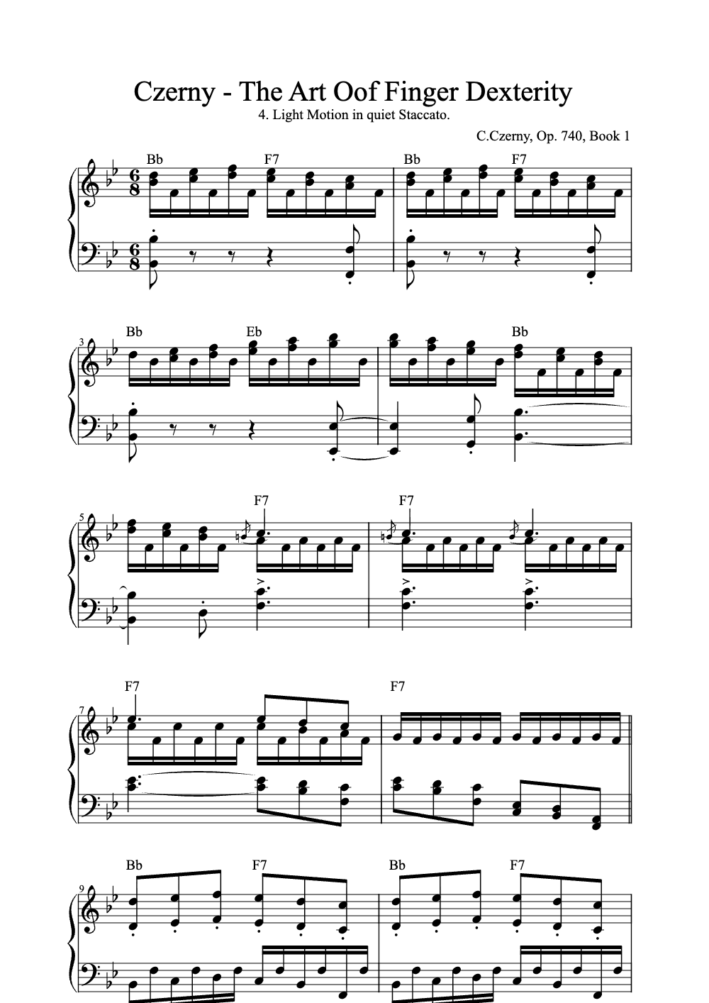 Sheet music preview for The Art of Finger Dexterity