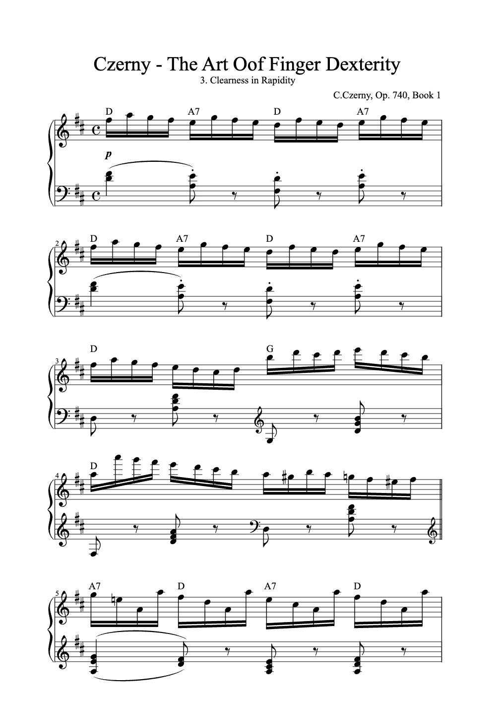 Sheet music preview for The Art of Finger Dexterity