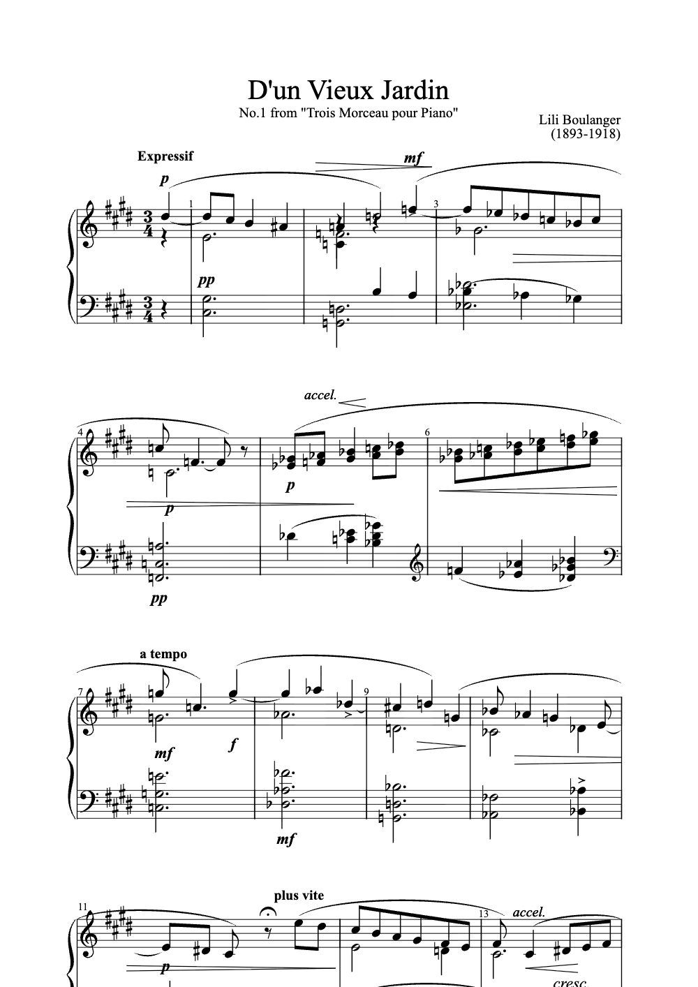 Sheet music preview for D'un Vieux Jardin