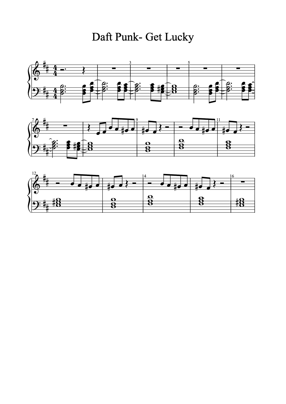 Sheet music preview for Get Lucky