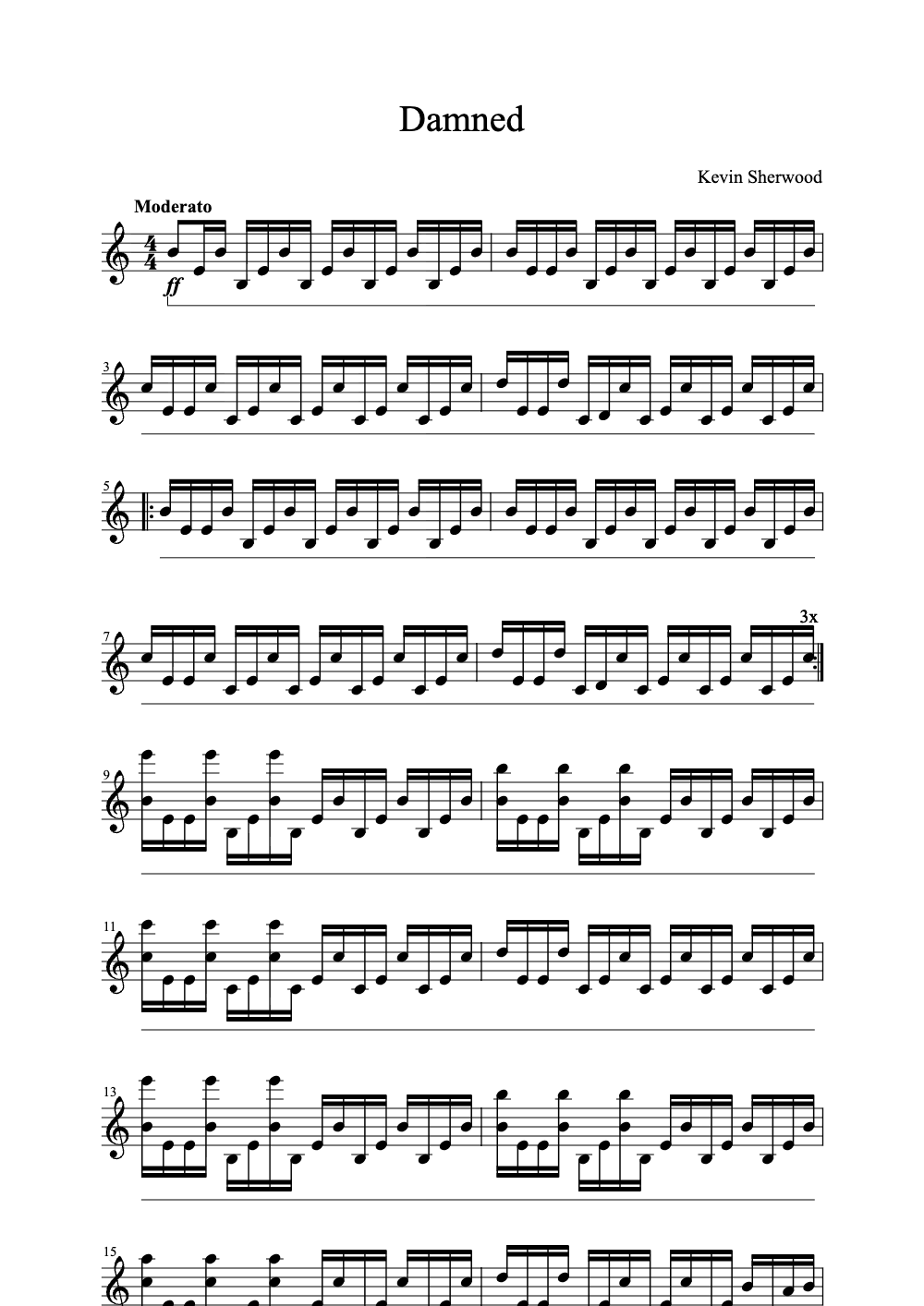 Sheet music preview for Damned