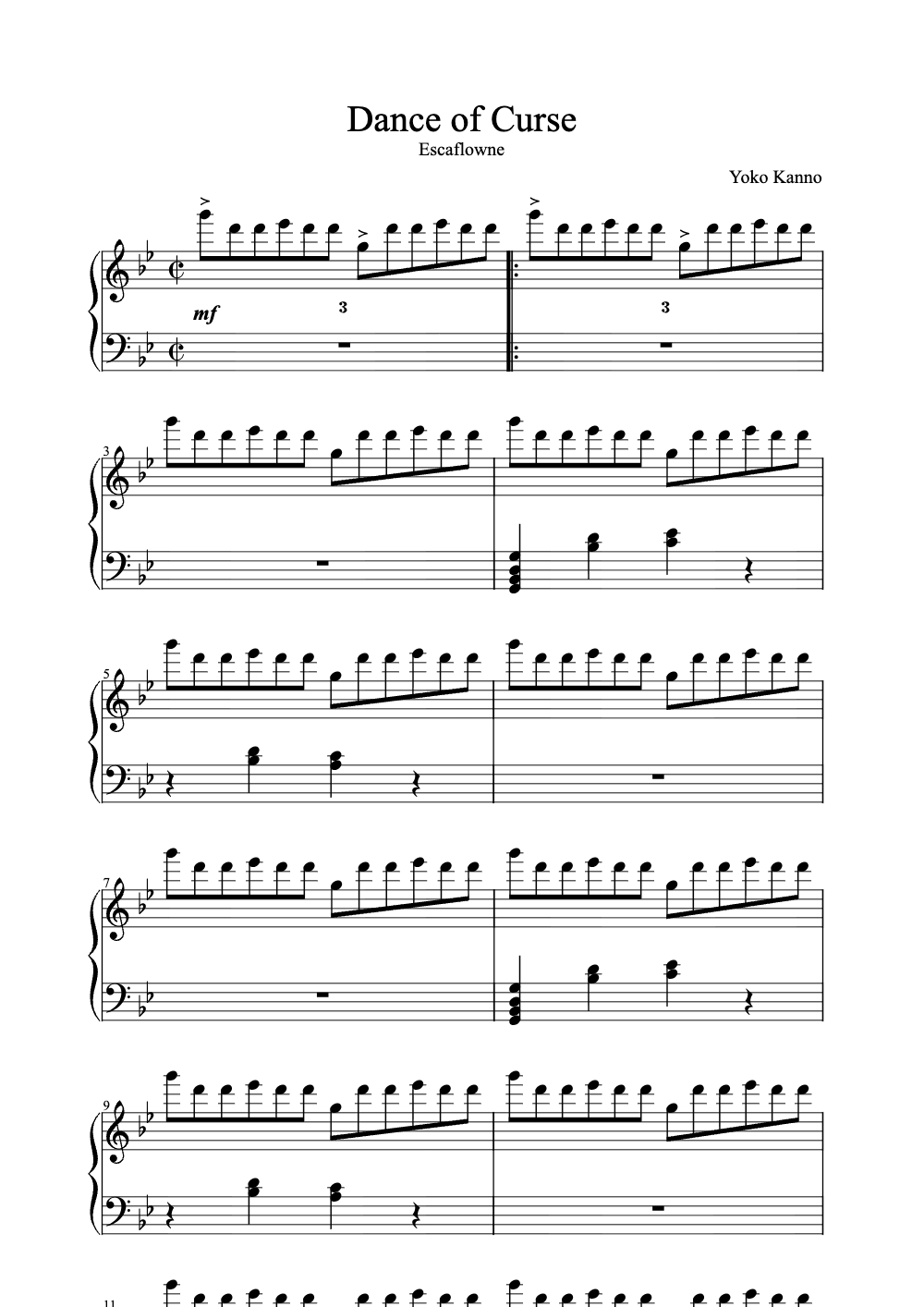 Sheet music preview for Dance of Curse