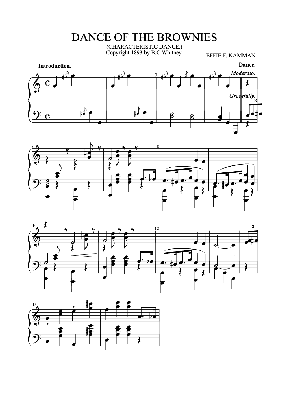 Sheet music preview for Dance of the Brownies